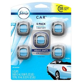 Febreze Car Air Freshener, Set of 5 Clips, Linen & Skyup to 150 Days (Packaging May Vary)
