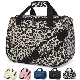 Underseat Carry On Luggage Lightweight Travel Tote Weekender Bag Overnight Duffle Bag for Travel, Travel Essentials Personal Item Travel Bag for Women and Men,Leopard-16Inch