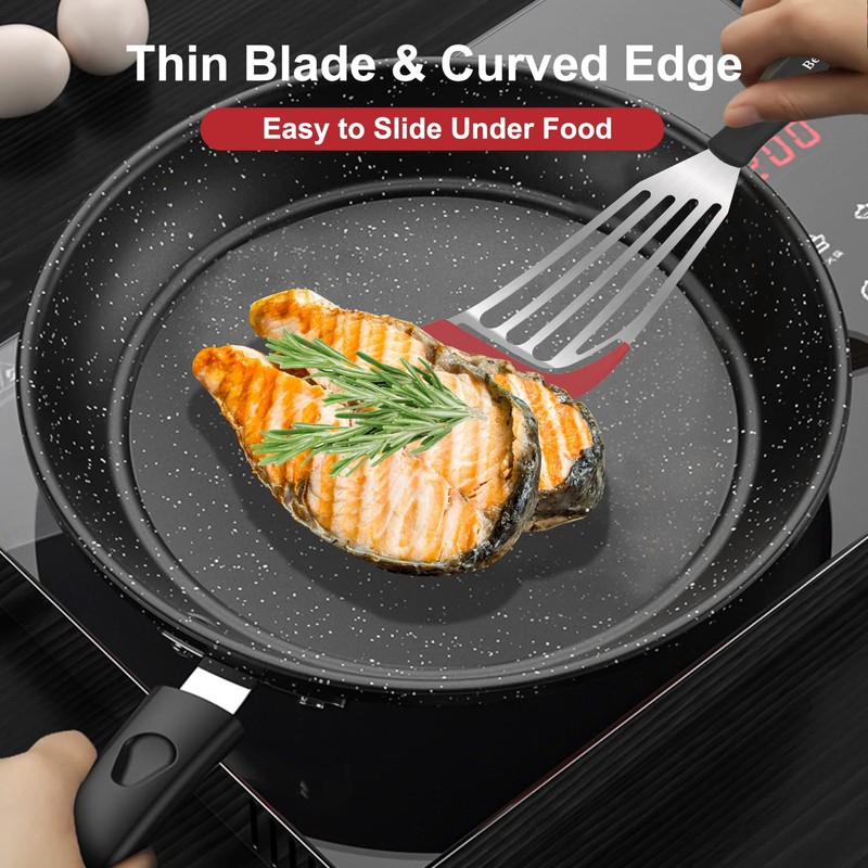 Beijiyi Fish Spatula Turner Set of 2, Heat Resistant Silicone