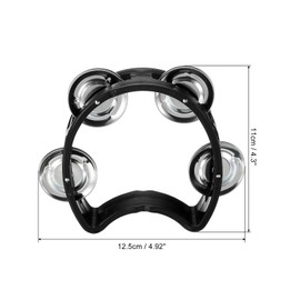 PATIKIL Tambourine, Jingle Bells Wrist Bells Hand Bell Percussion Instruments Musical Rhythm Band Plastic for Adults Church Birthday Party Christmas, Black