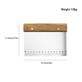 Stainless Steel Pastry Scraper Chopper - Dough Bench Scraper Pastry Cutter with Wood Handle and Measuring Marks, Multipurpose Kitchen Tool for Flat Top Griddle Grilling/Baking/Cooking