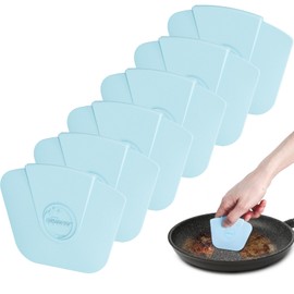 Pan Scraper Dish Scraper Tool - Pot Scraper Plastic for Cast Iron Skillet Cookware Cleaning, 6 Pcs Non Scratch Plastic Food Scraper Tool Kitchen, Heat Resistant Kitchen Scraper, Blue