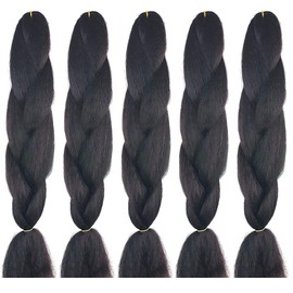 BNG Braiding Hair, 25" Jumbo Synthetic Crochet Braids 100% Kanekalon Hair Extensions, Pack of 5 Weave Bundles Human Hair, Professional ltch Free Hot Water Setting Twist Hair(Color #2/33)