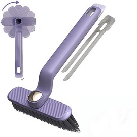Multi-Function Rotating Crevice Cleaning Brush, 360 Degree Rotating Crevice Cleaning Brush, Hard Bristle Crevice Gap Brush, Corners Cleaning Tool for Cleaning Bathroom, Kitchens Tile Floors (Purple)