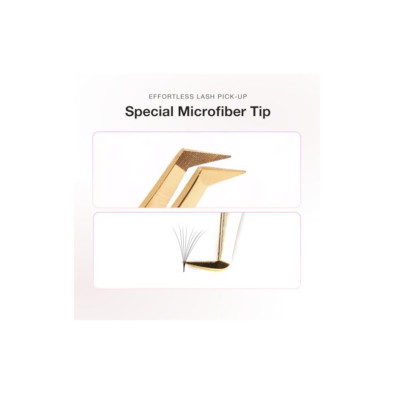 Curacoro Lash Tweezers, Fiber Tip Grip (Gold, Give Me the