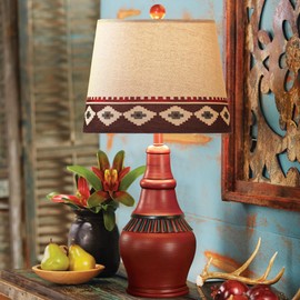 Hamucd Set of 2 Western Rustic Table Lamps for Living Room 3-Color Temperature Dimmable Southwest Farmhouse Bedside Lamps for Bedroom,Cottage Native American Nightstand Lamps with 2 Bulbs Included