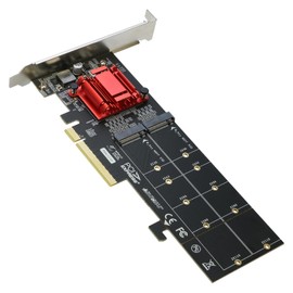 RIITOP Dual M.2 NVMe SSD to PCIe Express 3.1 x8 x16 Card Adapter, Support M-Key M.2 NVMe SSD 22110/2280/2260/2242/2230