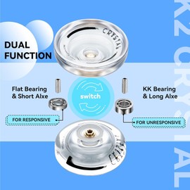 Yoyo K2 Yoyo - Yoyo profesional de vidrio blanco para niños, Yoyo de truco de plástico, Yoyo de doble propósito para adultos, rodamiento Yo Yo extra no sensible + 12 cuerdas Yoyo + bolsa + herramienta de extracción de rodamientos