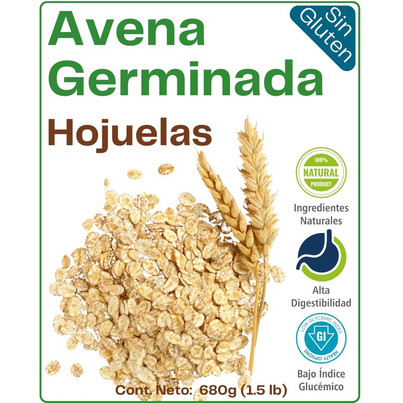 Avena Germinada en Hojuelas I SIN GLUTEN I 680gr I