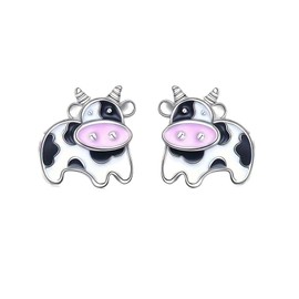 Cute Cow Stud Earrings for Women Milk Cow Dairy Cattle Animal Stud Earrings for Milk Lover-Cow A