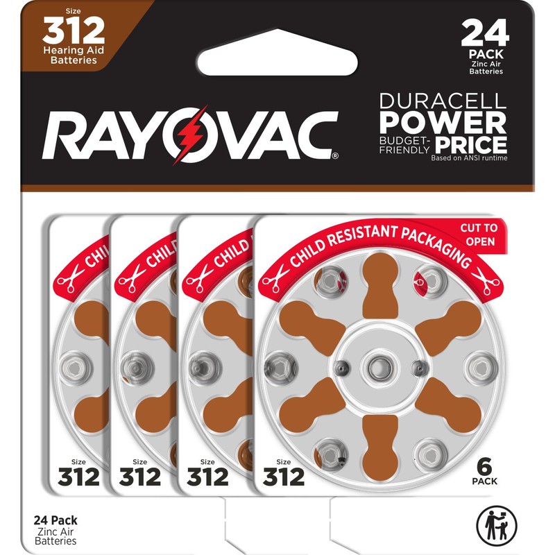 Rayovac Size 312 Hearing Aid Batteries (24 Pack)