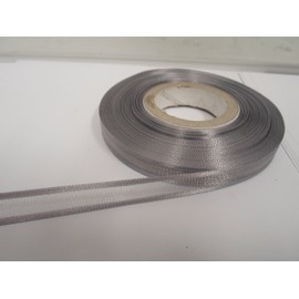 1 roll of 10mm Edged Organza Ribbon x 25 metres Smoky Dark Silver Dark Grey Double Sided Satin Edge Sheer 10 mm 1cm