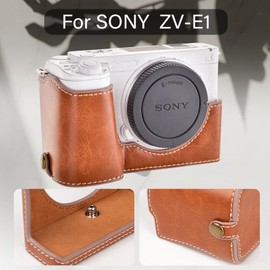 MUZIRI KINOKOO Sony ZV-E1 Case - PU Leather Half Case for Sony ZV-E1/ZVE1 Camera - Protective Case with Bottom Opening Version - Brown