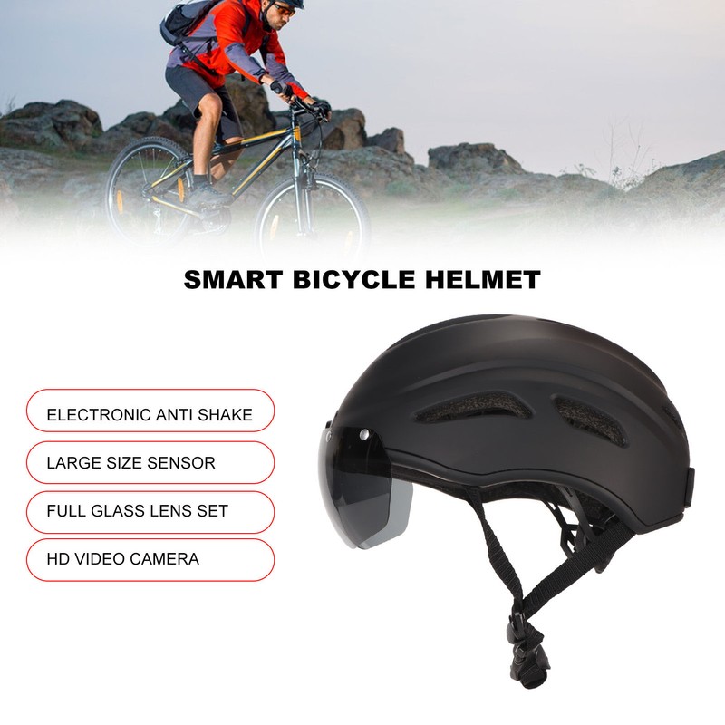 Smart Bicycle Helmet 4K HD Camera Magnetic Goggles Emergency Storage