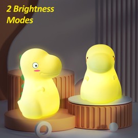 Dinosaur Night Light for Kids, Cute Silicone Night Light, 7 Adjustable Color Breathing Dinosaur Lamp, Rechargeable USB LED Touch Light for Children's Room Decor, Christmas Birthday Gift (Pink)