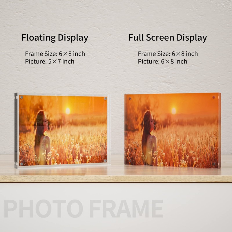 Sezanrpt Acrylic Picture Frame 6x8 Inches, High Transparent Magnetic Photo