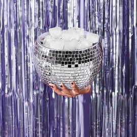 Disco Ball Ice Bucket Large- Last Disco Bachelorette Party Decorations | Groovy Barware, 70s Birthday Cocktail Accessories, Wedding, Champagne, Retro Mirrored Drinkware, Trendy Summer Home Decor