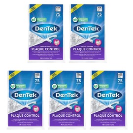 DenTek Cross Flosser Plaque Control Floss Picks, X-Shaped Floss, 75 Count, (Pack of 5)