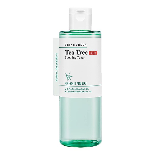 BRING GREEN Tea Tree CICA Soothing Toner - Daily Skincare for Acne-Prone & Troubled Skin with Teatree & Centella Asiatica, AHA Peeling, Skin Balancing, Pore Reducing, Sebum Control 8.5fl.o.z., 250ml