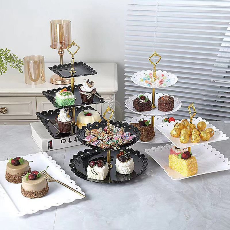 3-Tier Plastic Dessert Stand Cupcake Stand Fruit Candy Display Table