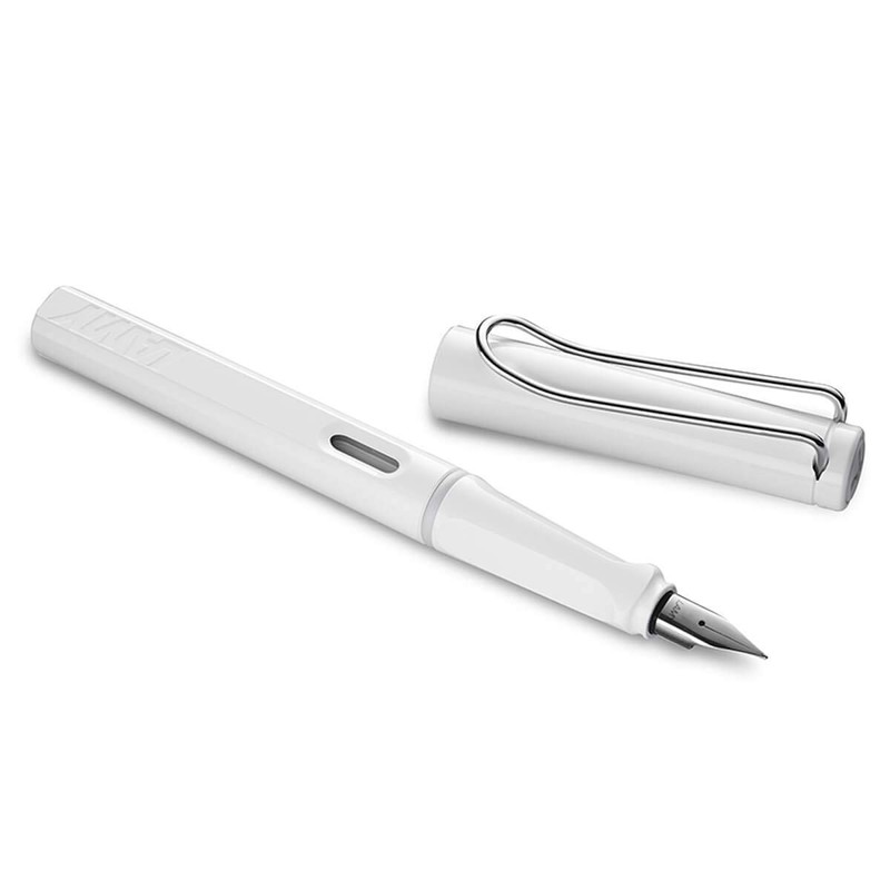 Lamy Safari Fountain Pen, Broad Nib, White (L19W) by Lamy