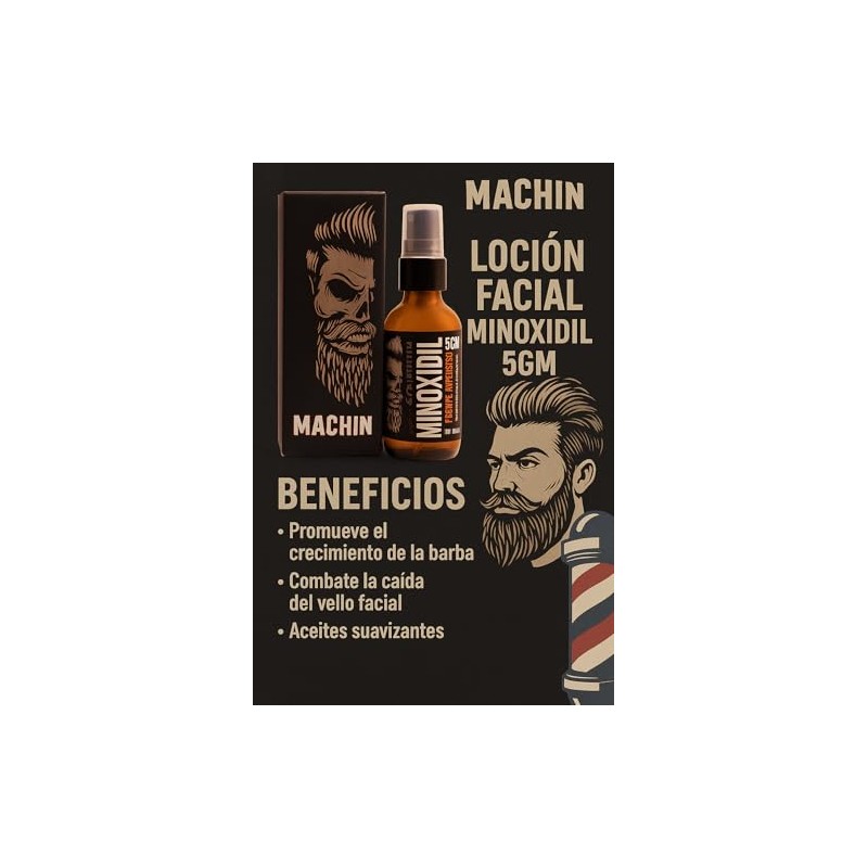 Loción Balsamo para Crecimiento de Barba Cabello Intenso 5% Barbiux