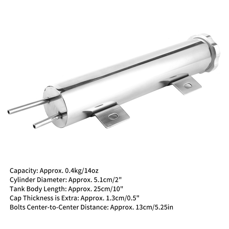 2x10in Overflow Tank Can Polished Stainless Steel Coolant Radiator 14oz