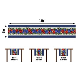 Linen Blue Christmas Table Runner Christmas Tabelcloth Winter New Year Xmas Decor Blue Christmas Decorations and Supplies for Home Kitchen Table-13×72’’