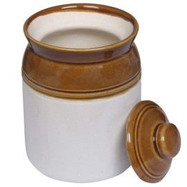 WHOLELIFEOBJECTS Ceramic Pickle Jars for Dining Table with Lids & Holder Pickle Jars for Storage | Achar Handi | Ceramic Jars for Kitchen Storage & Dinning table Set of 1 - Medium (500Ml)