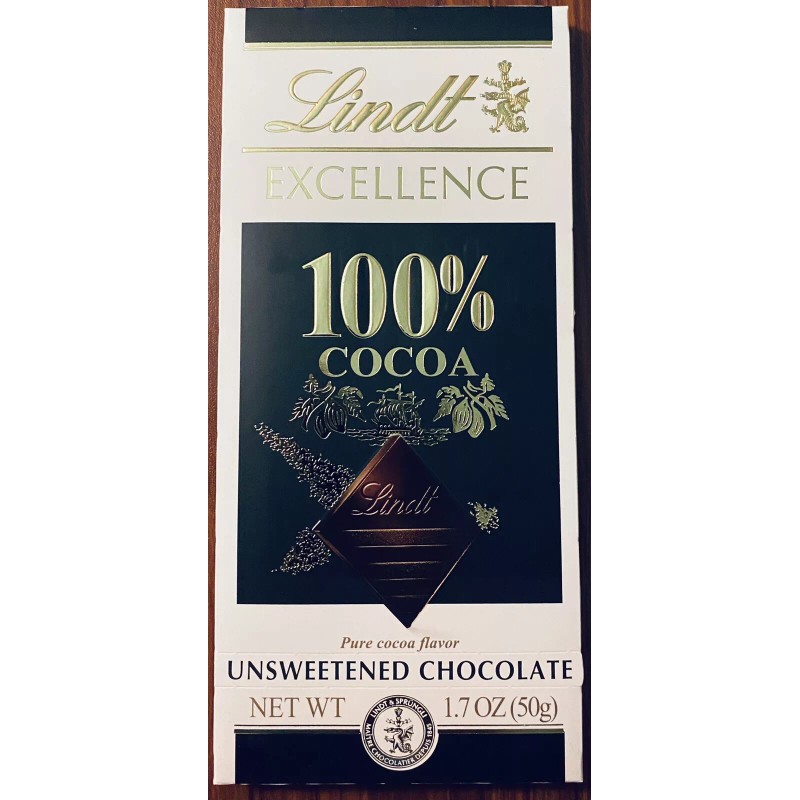 Lindt Unsweetened Dark Chocolate 100% Cocoa EXCELLENCE Bar 1.7 oz