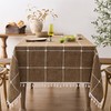 ZeeMart Boho Grid Table Cloth with Tassels (Caramel, 52" x