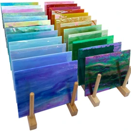 LITMIND 24 Sheets Iridescent Stained Glass Variety Pack - 6 x 4 Inch Cathedral Art Glass for Mosaic Crafts & Supplies, Assorted Colors for Stunning Projects
