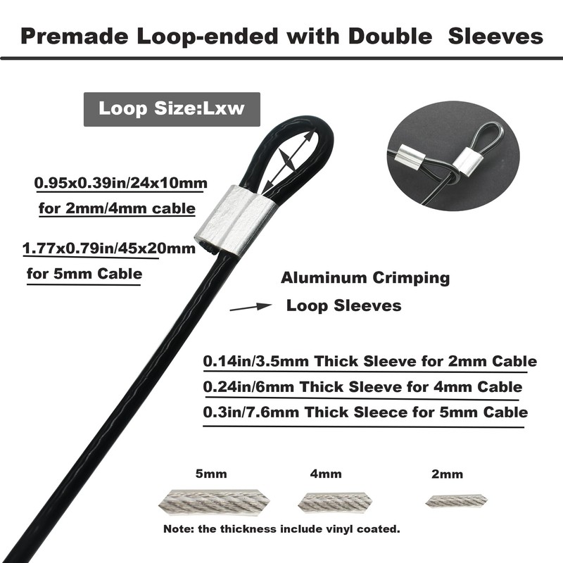 Floyutin 10 pcs 2mm Vinyl Coated Stainless Steel Cable with
