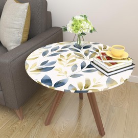 Leaf Wallpaper Peel and Stick, Golden Blue Leaves Contact Paper 17.5" x 118", White Gold Botanical Wall Paper Self Adhesive Waterproof Removable for Room Shelves Cabinet Drawer Table Decor