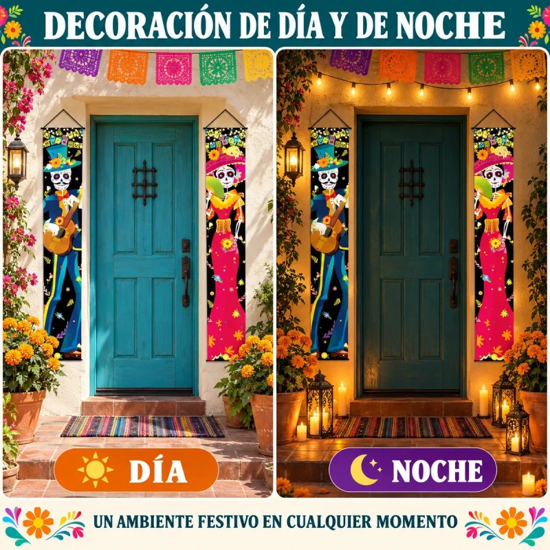 Decoración de Día de Muertos para Puerta, de 2 Banners