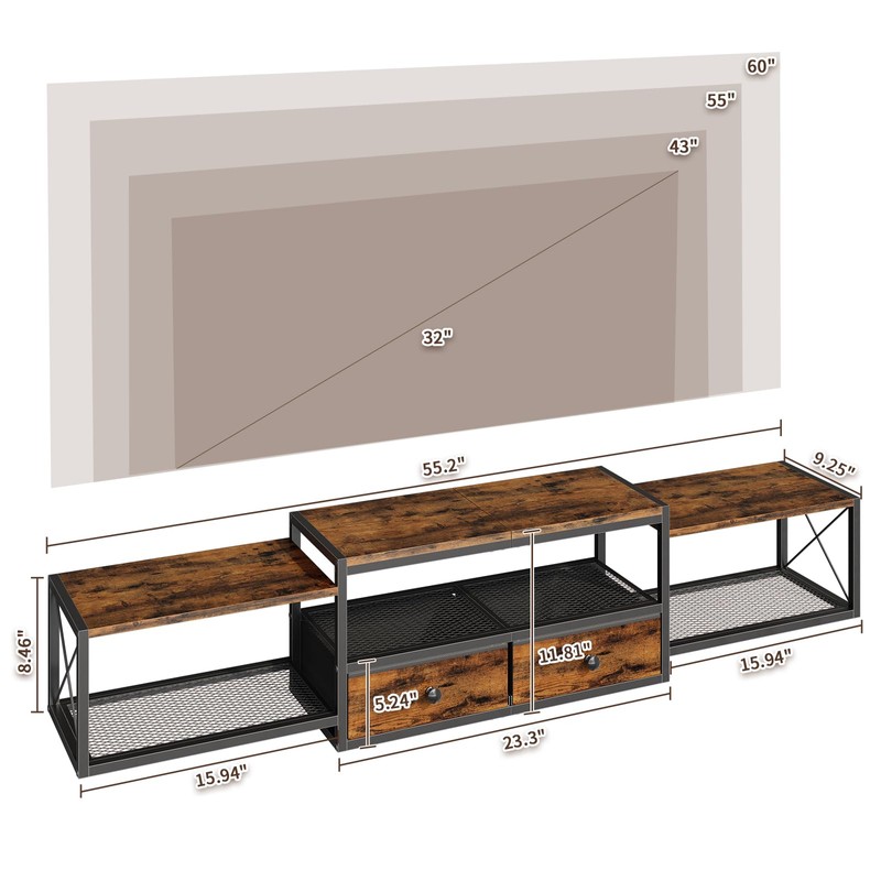 HavenlyYouth 55" Floating TV Stand, Modern Entertainment Center, Wall-Mounted Media