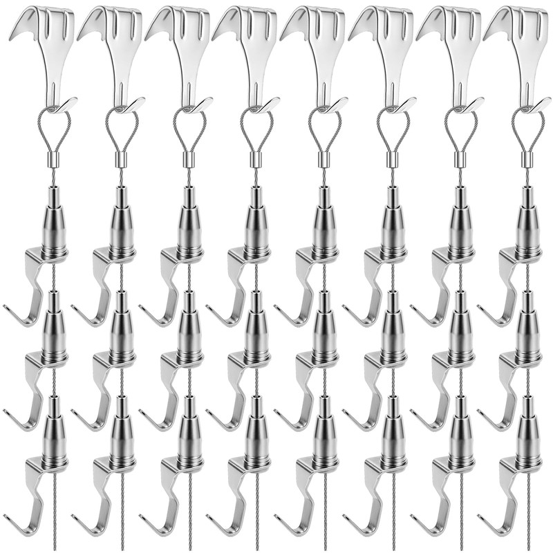 8PCS Adjustable Picture Hanging Wire Kit(6.56FT, 3 Hooks) Picture Rail