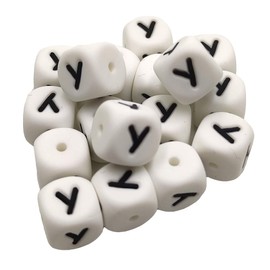 YNGMEANS - 50 abalorio de silicona con letras del alfabeto de 12 mm, para llavero, bricolaje, joyería, pulseras, collares, accesorios