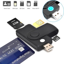 AiTURE CAC Smart Card Reader, 5 in 2 DOD Military USB SIM/SD/TF/ID/IC Card Adapter USB C SIM Card Adapter Compatible with Windows, Linux/Unix, MacOS X