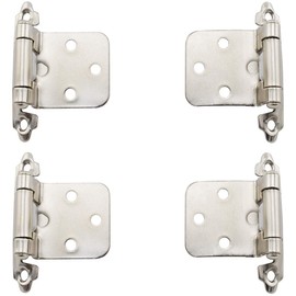 SDTC Tech 4-Pack Overlay Cabinet Door Hinges Nickel Plated Self-Closing Flush Cabinet Hinges with Mounting Screws - Face Mount