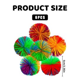 Pack of 6 Fluffy Balls, Children's Birthday Party Bags, Rainbow Balls, Toy Ball, Fidget Juggling Balls with Stress Relief, Rainbow Squeeze Stress Ball, Stress Relief Ball Toy, for Friends, Guest Gift