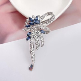 GFM® Vintage Style Brooch with Sparkly Diamantes (A10-Silver Tone)(BRCH-XZ61-A10-CH-NL)