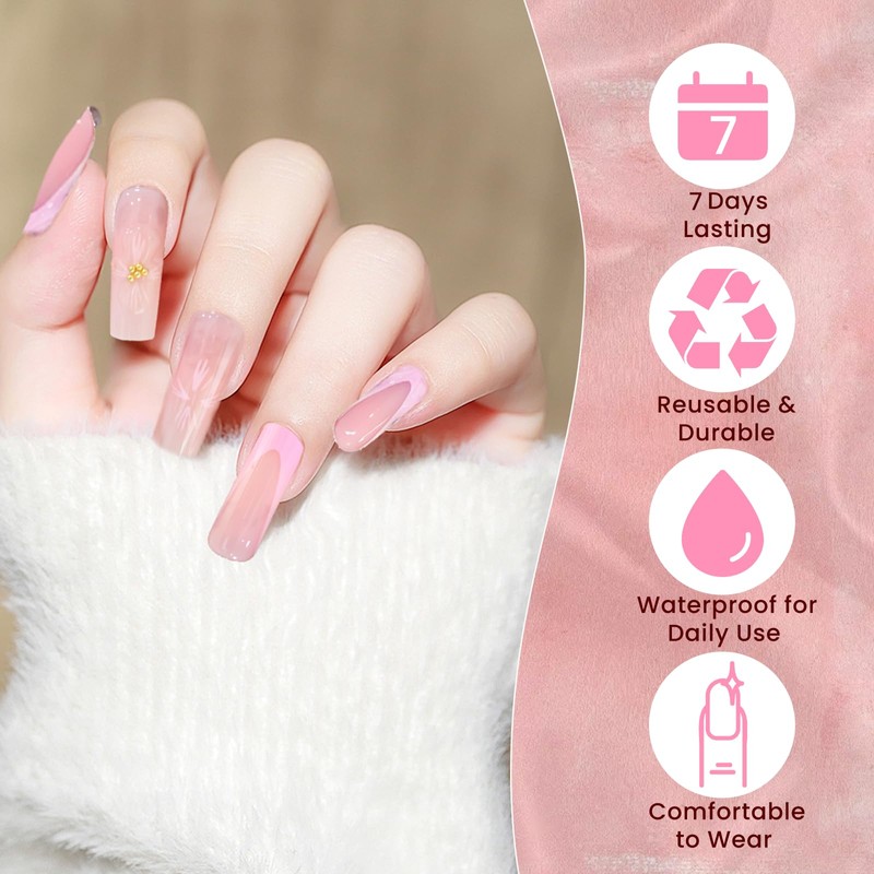 French Press-on Nails, Glossy False Nails Long, Square False Nails