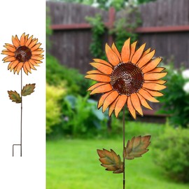 Metal Sunflower Garden Stakes Flower Yard Art Planter Stake Party Lawn Pathway Walkway Patio Decor Yard Sign Indoor Outdoor Decoration (36")