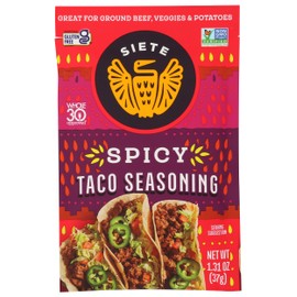 Siete Spicy Taco Seasoning Mix | Gluten Free | Vegan | Paleo | Preservative Free | Whole 30 Approved (1 Packet)
