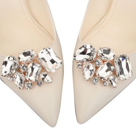Missgrace Fashion Wedding Bridal Luxury Elegant Crystal Shoe Clips extraíbles Rinestone zapatos hebillas decorativas para zapatos para mujer, 2 unidades, Diamante de imitación