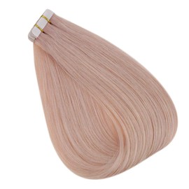 RUNATURE Pink Tape in Hair Extensions Human Hair 14 Inch 20g Real Hair Extensions Tape in Pink Extensions Straight Pink Tape in Extensions Human Hair Tape ins Colored Hair Extensions