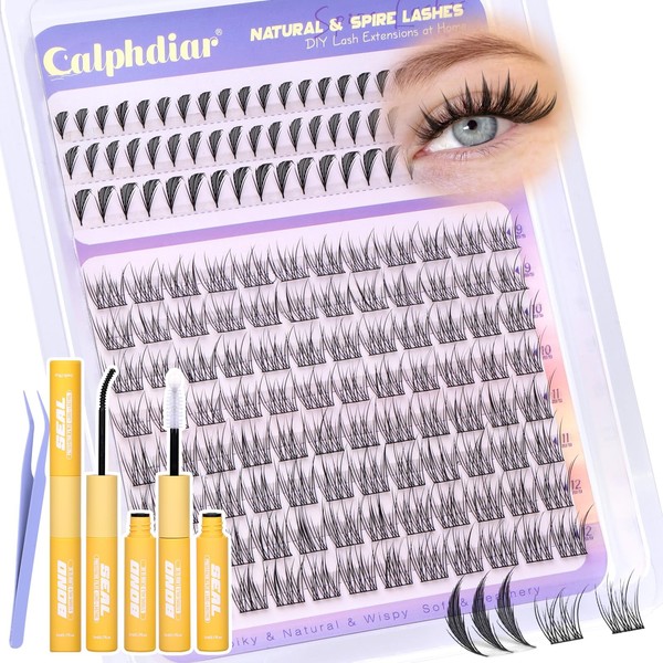 calphdiar Natural Lash Clusters Kit Wispy Eyelash Clusters Spire Lashes