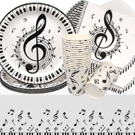 Music Birthday Decoration, Doyomtoy 61 Pieces Music Notes Party Tableware Set Love Music Birthday Party Set Birthday Plates Cups Napkins for Birthday Party Decoration