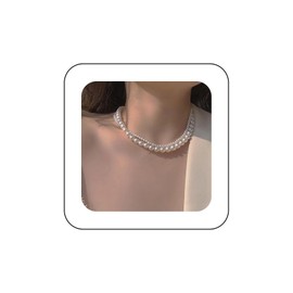 Cimenexe Bohemian Layered Pearl Choker Necklace Round Pearl Collar Necklace Retro Pearl Chain Necklace Minimalist White Pearl Necklace Jewelry for Women and Girls Gifts